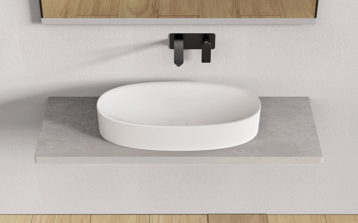 Ideavit SolidCliff 70 Vessel Sink – 28" Matte White – – –
