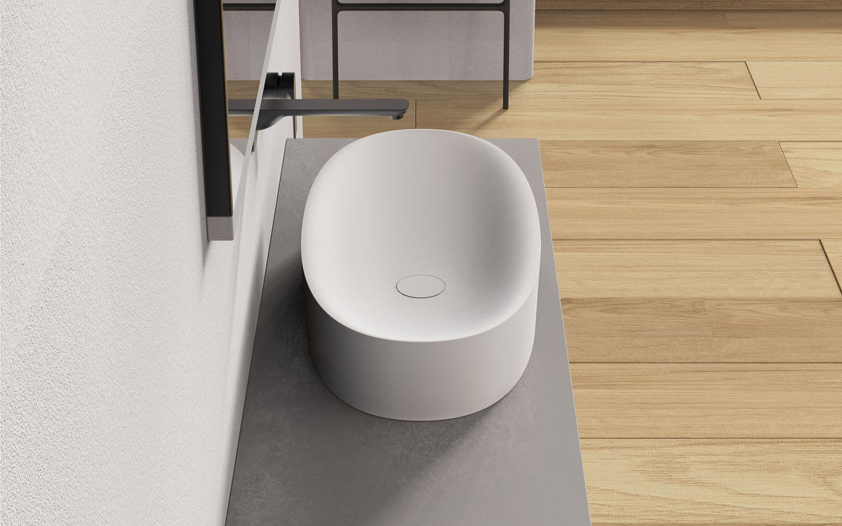 Ideavit SolidCliff 70 Vessel Sink – 28" Matte White – – –