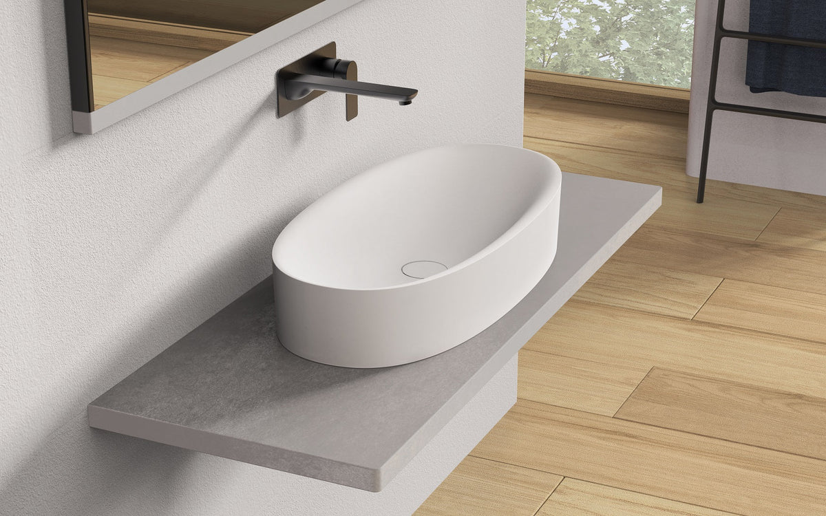 Ideavit SolidCliff 70 Vessel Sink – 28" Matte White – – –