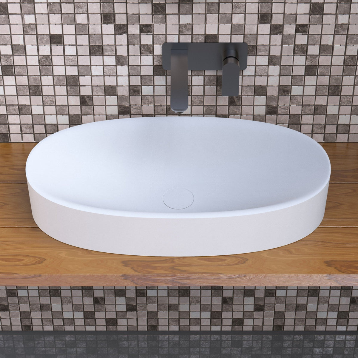 Ideavit SolidCliff 70 Vessel Sink – 28" Matte White – – –