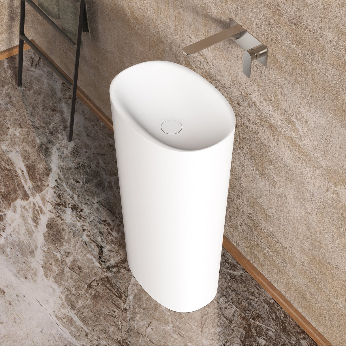 Ideavit SolidCliff PB 50 Pedestal Sink – 20" Matte White – – –