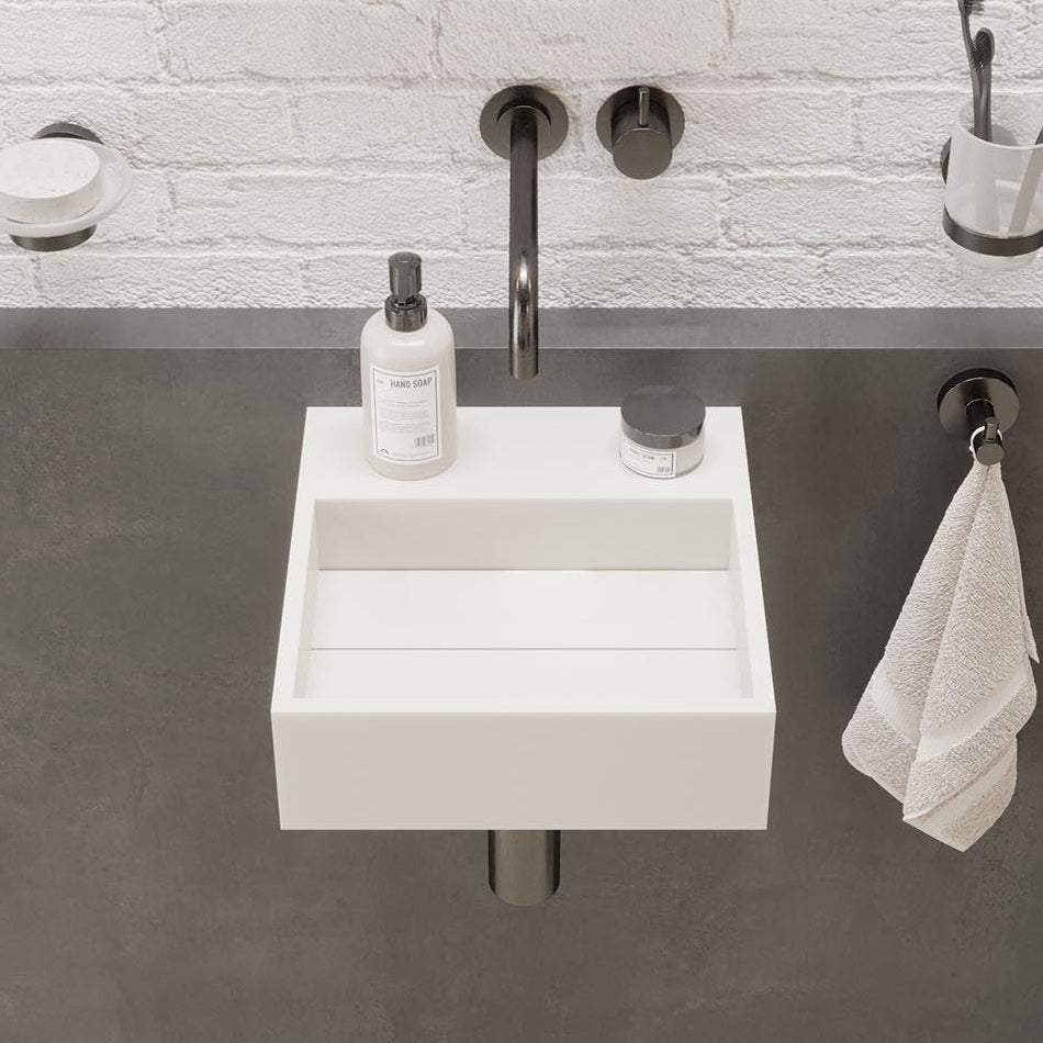 Ideavit SolidCube 30 Wall - Mounted Sink – 12" Matte White – – –