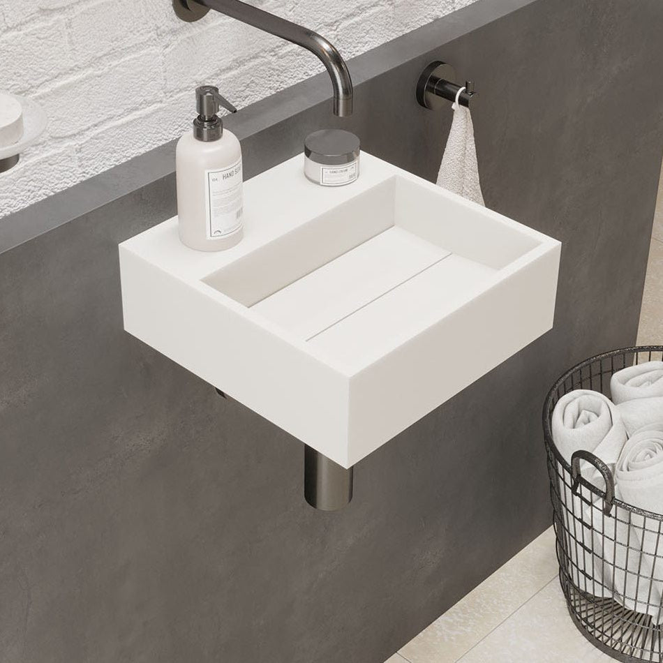 Ideavit SolidCube 30 Wall - Mounted Sink – 12" Matte White – – –