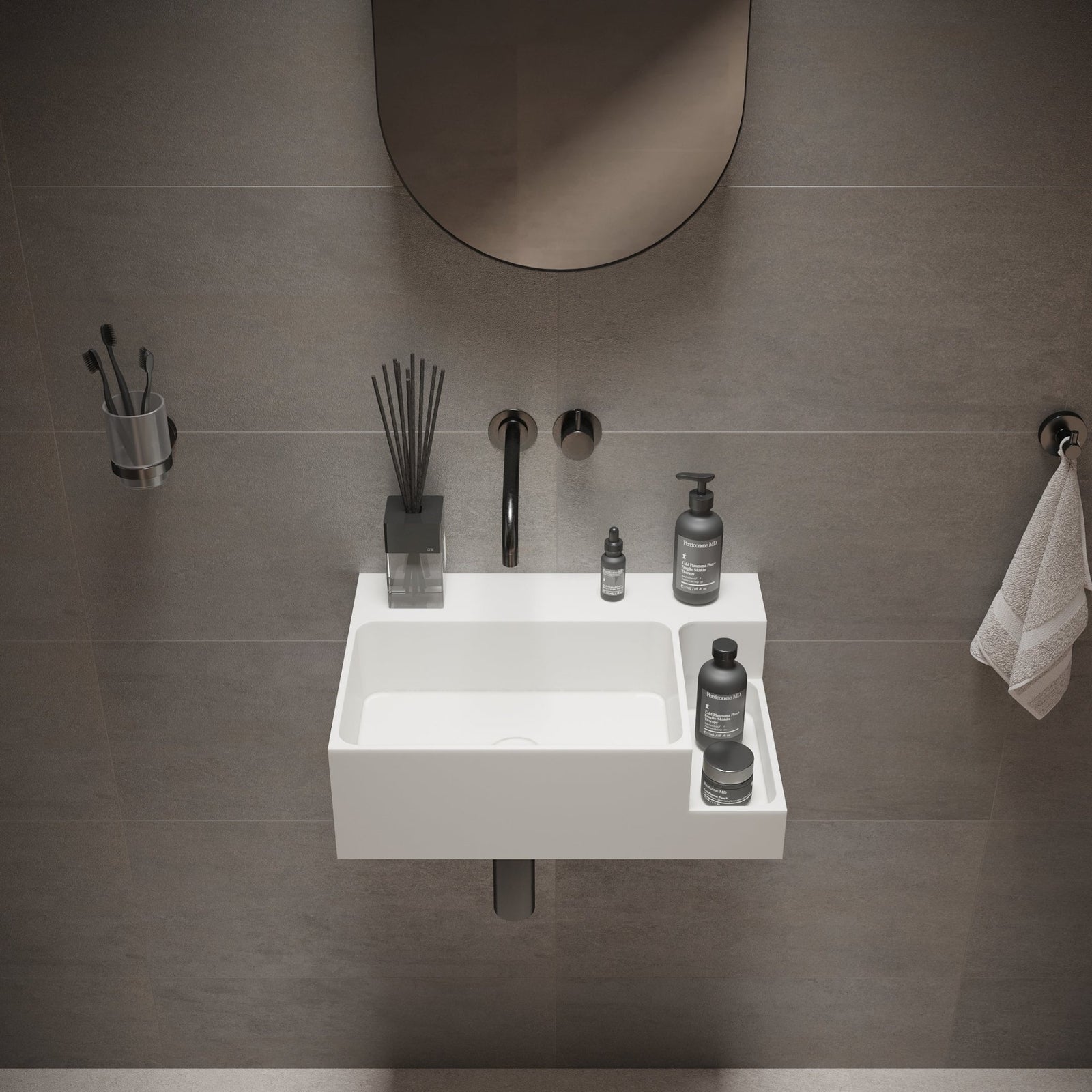 Ideavit SolidDual 1.0 Wall - Mounted Sink – 20" Matte White – No Faucet Hole – –