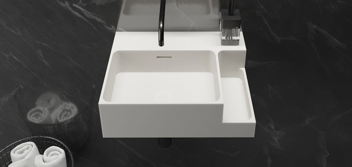 Ideavit SolidDual 1.0 Wall - Mounted Sink – 20&quot; Matte White – No Faucet Hole – –