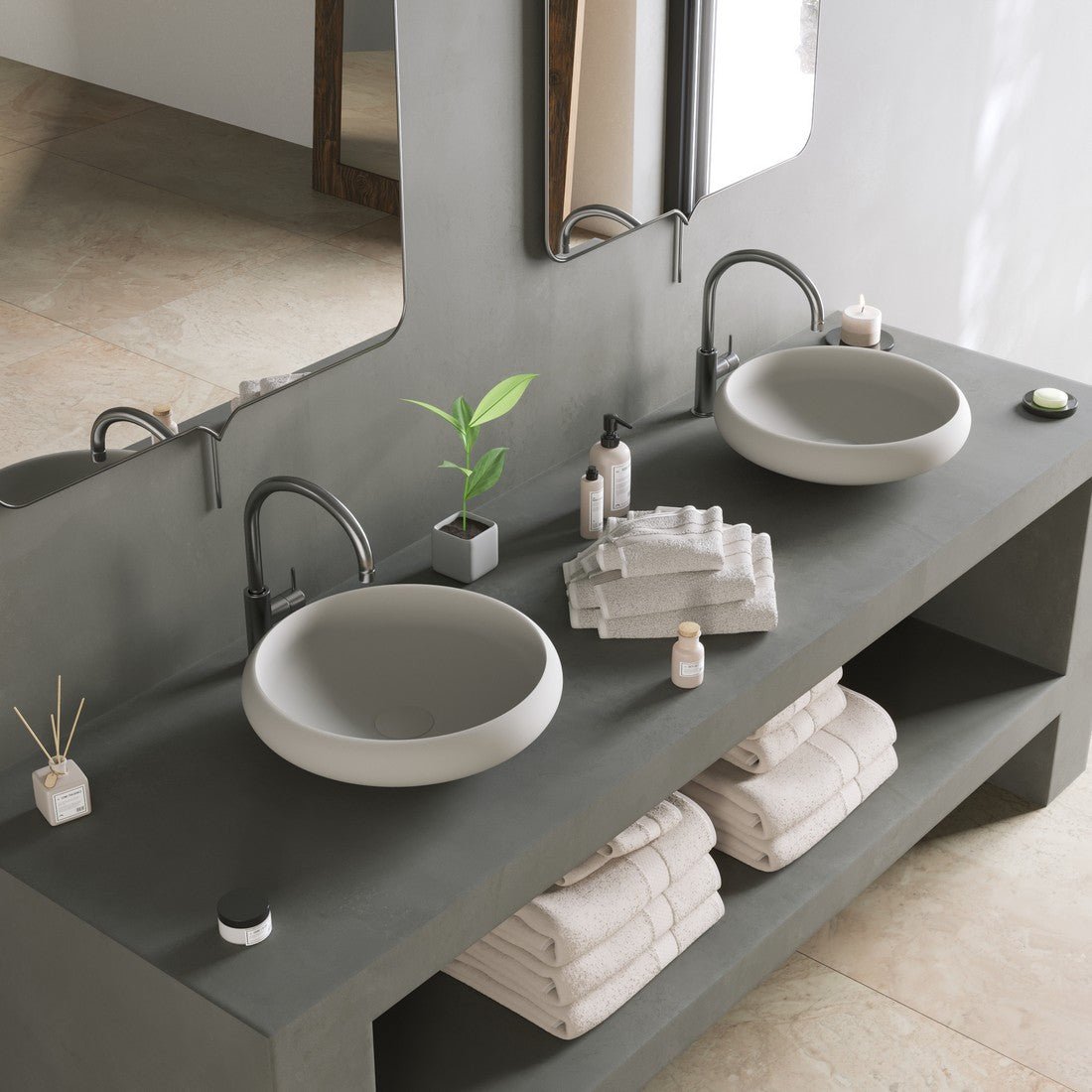 Ideavit SolidEgo 40 Vessel Sink – 16" Matte White – – –