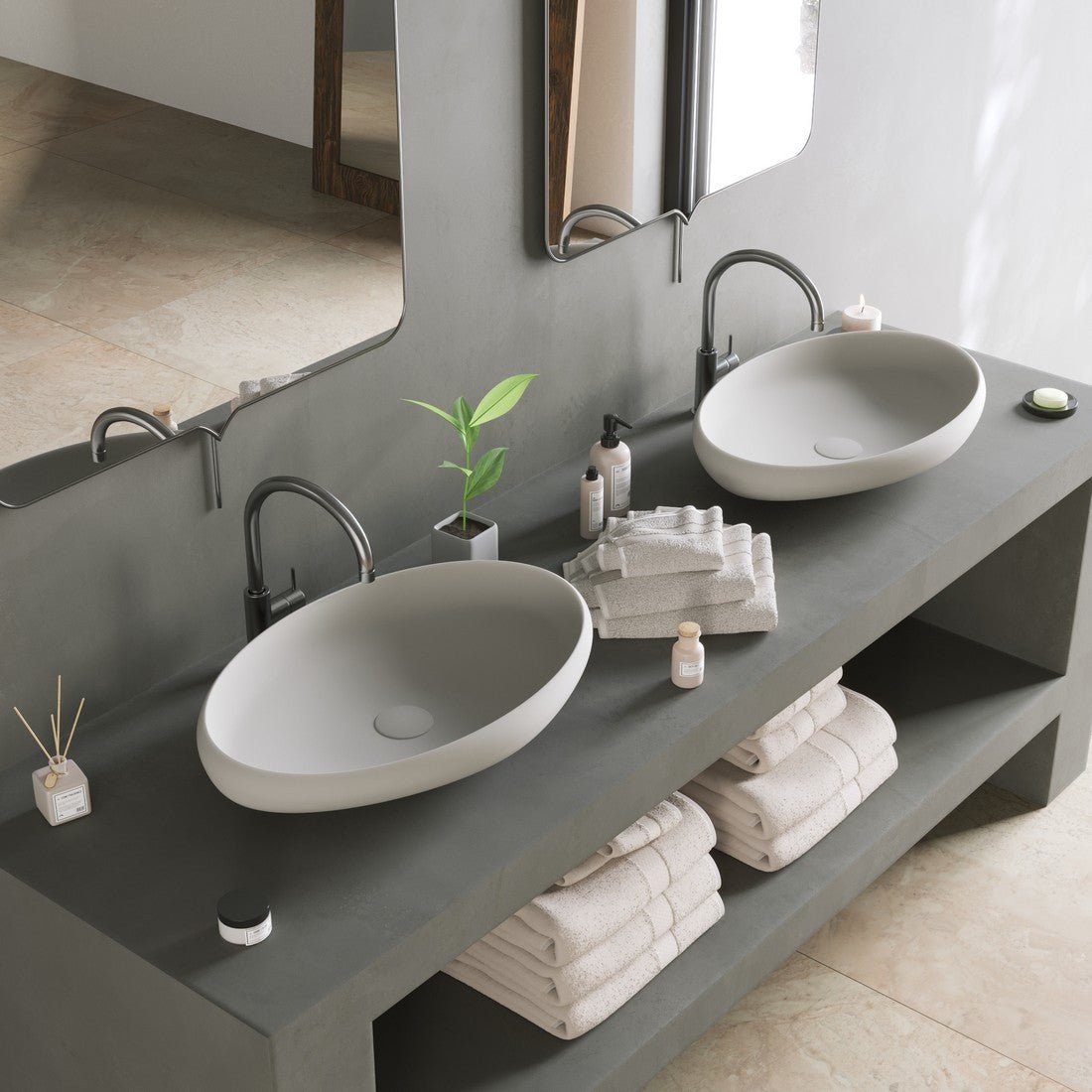 Ideavit SolidEgo 60 Vessel Sink – 24" Matte White – – –