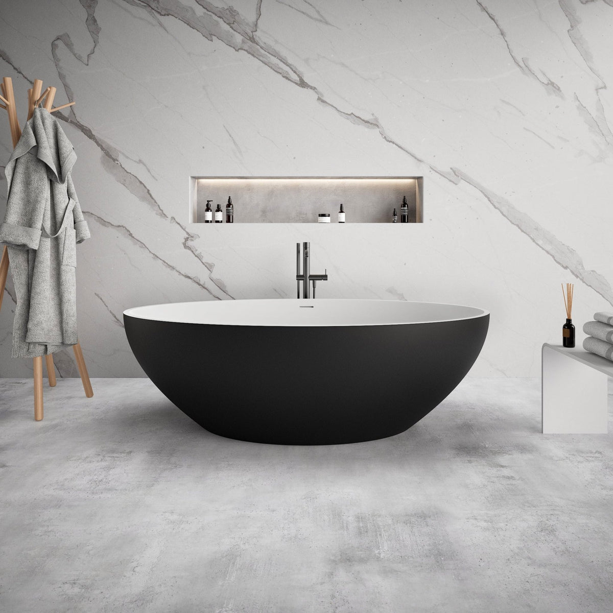 Ideavit SolidEllipse Freestanding Bathtub – Matte Black – –
