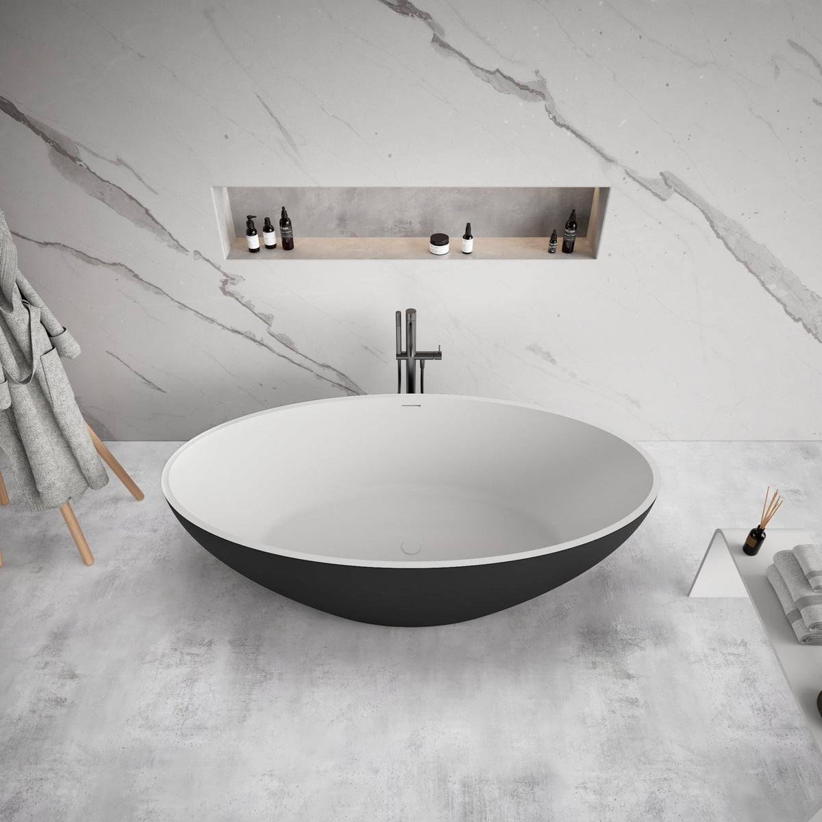 Ideavit SolidEllipse Freestanding Bathtub – Matte Black – –