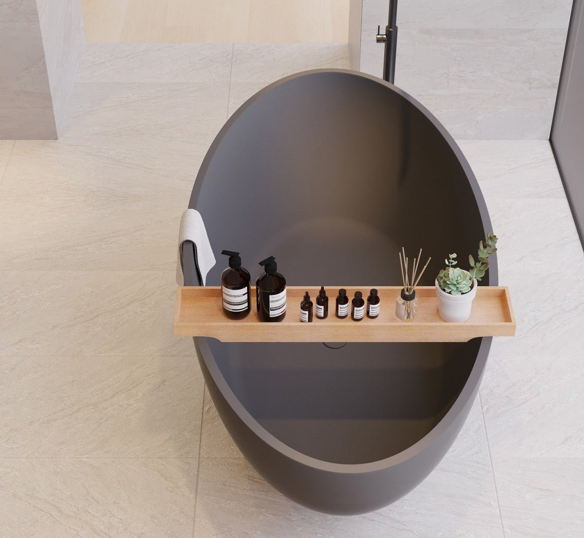 Ideavit SolidEllipse Freestanding Bathtub – Matte Dark Grey – –