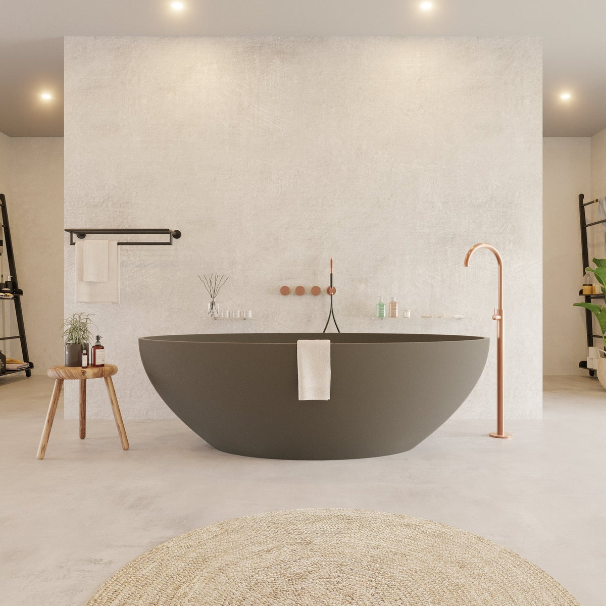 Ideavit SolidEllipse Freestanding Bathtub – Matte Dark Grey – –