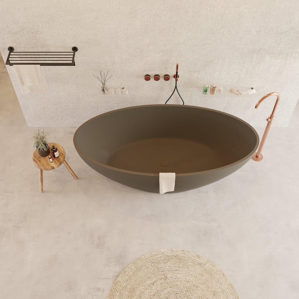 Ideavit SolidEllipse Freestanding Bathtub – Matte Dark Grey – –