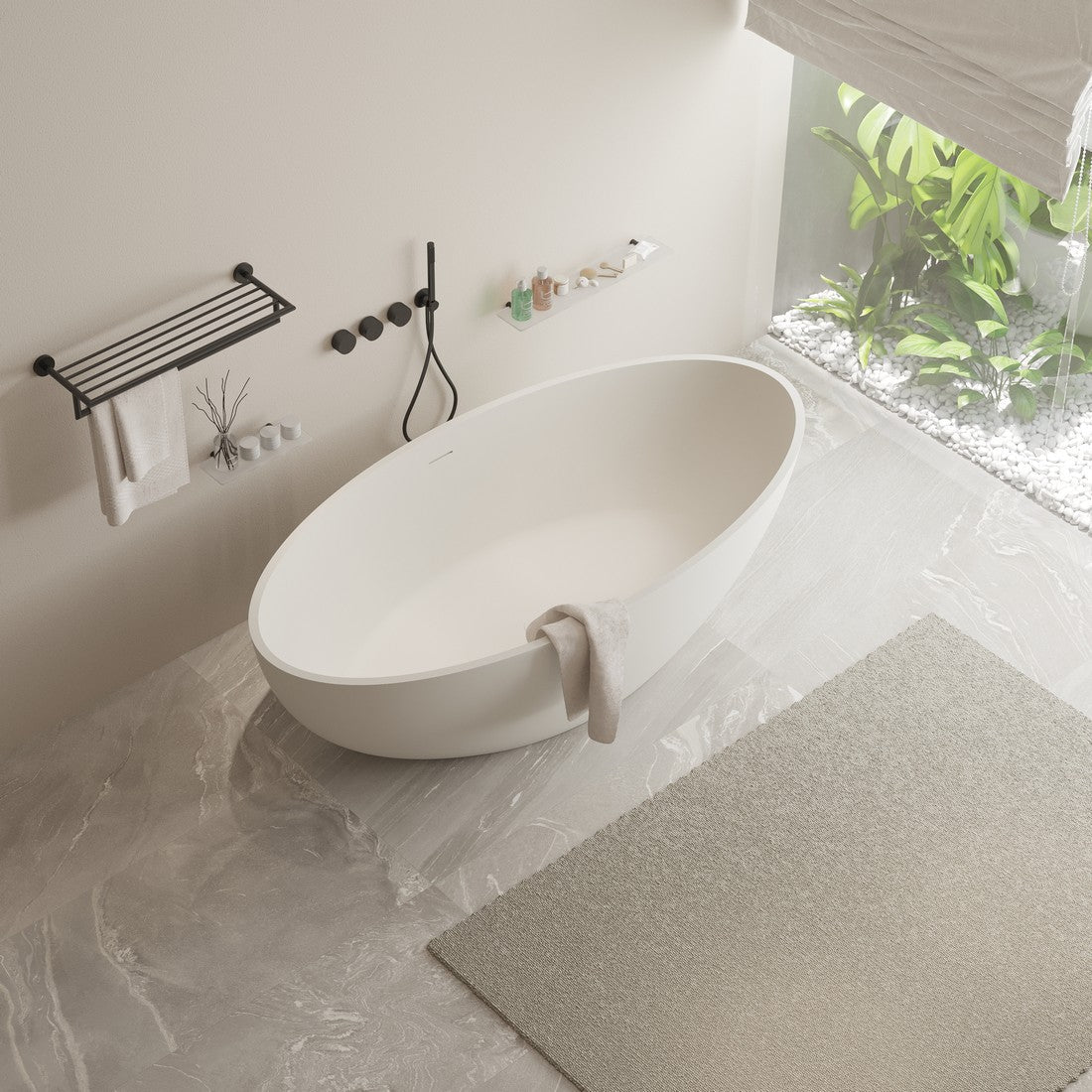 Ideavit SolidEllipse Freestanding Bathtub – Matte White – –