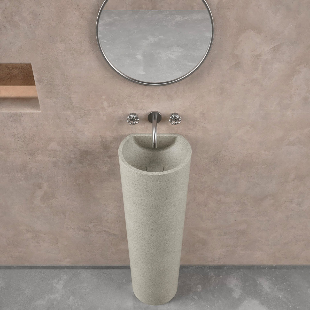 Ideavit SolidEvo - D1 Concrete Pedestal Sink – 35" Matte Beige Concrete – – –