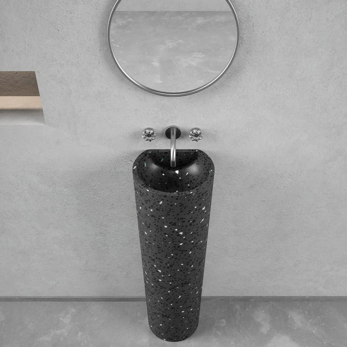 Ideavit SolidEvo - E1 Pedestal Sink – 35" Charcoal Terrazzo – – –