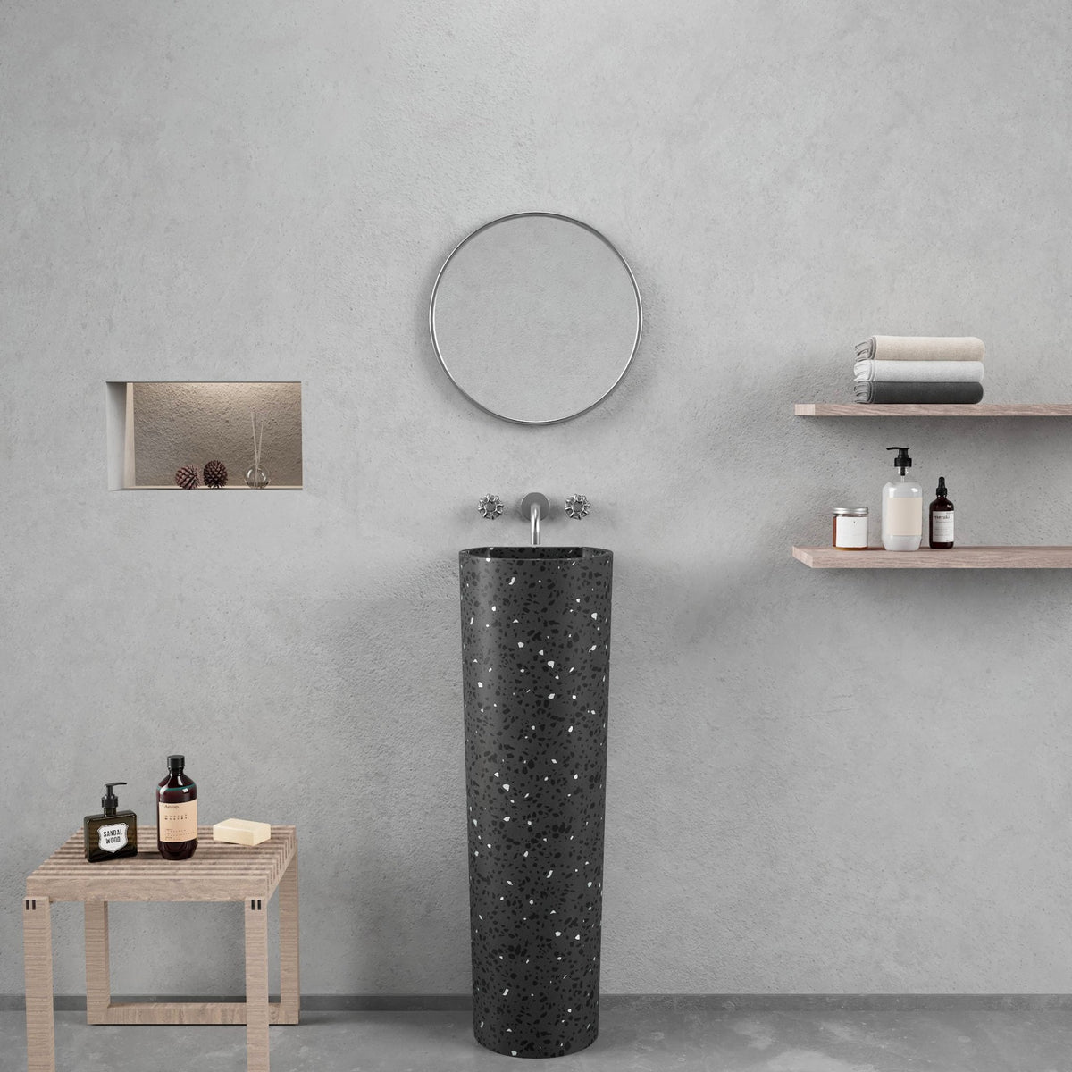 Ideavit SolidEvo - E1 Pedestal Sink – 35" Charcoal Terrazzo – – –