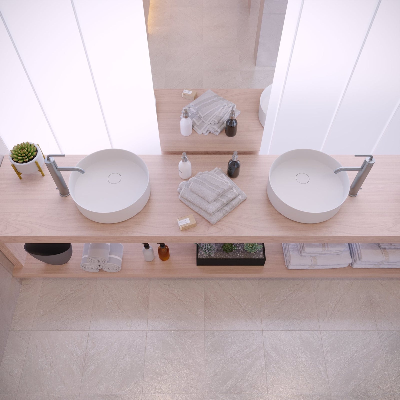 Ideavit SolidFloat Vessel Sink – 16" Matte White / Matte Dark Grey – Matte White – –