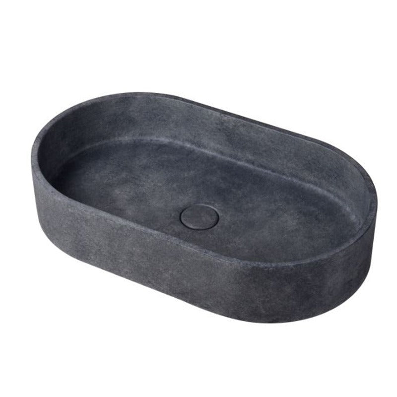 Ideavit SolidForm Concrete Vessel Sink – 24" Beige / Grey / Dark Grey – Dark Grey Concrete – –