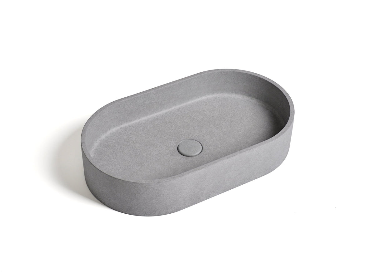 Ideavit SolidForm Concrete Vessel Sink – 24" Beige / Grey / Dark Grey – Grey Concrete – –