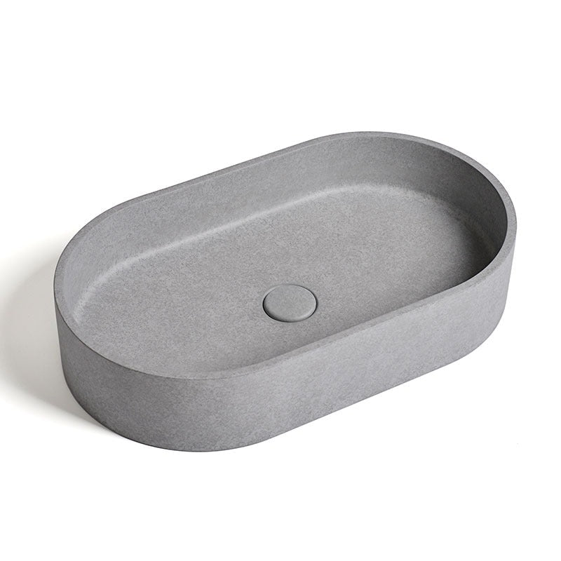 Ideavit SolidForm Concrete Vessel Sink – 24" Beige / Grey / Dark Grey – Grey Concrete – –