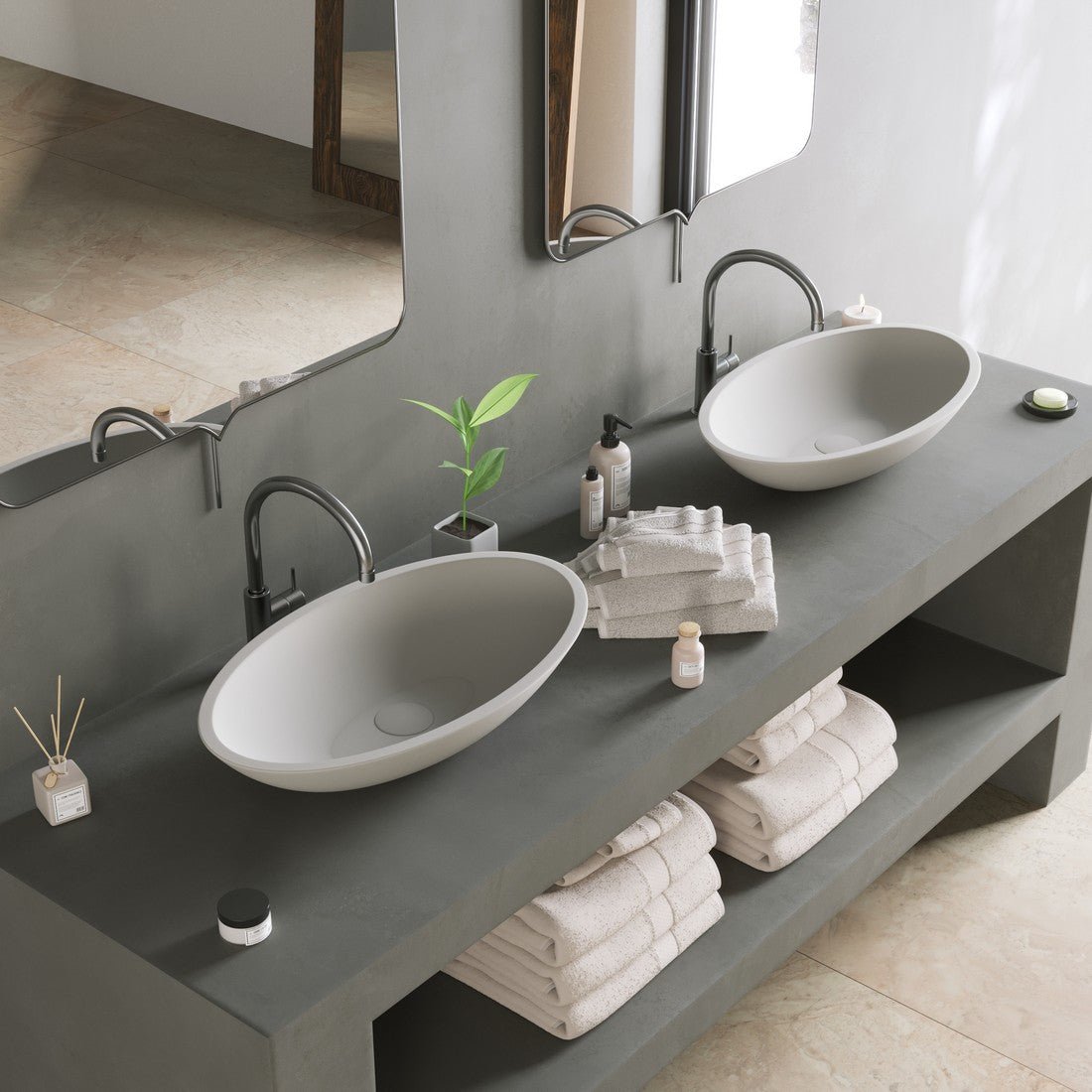 Ideavit SolidJazz 70 Vessel Sink – 28" Matte White – – –