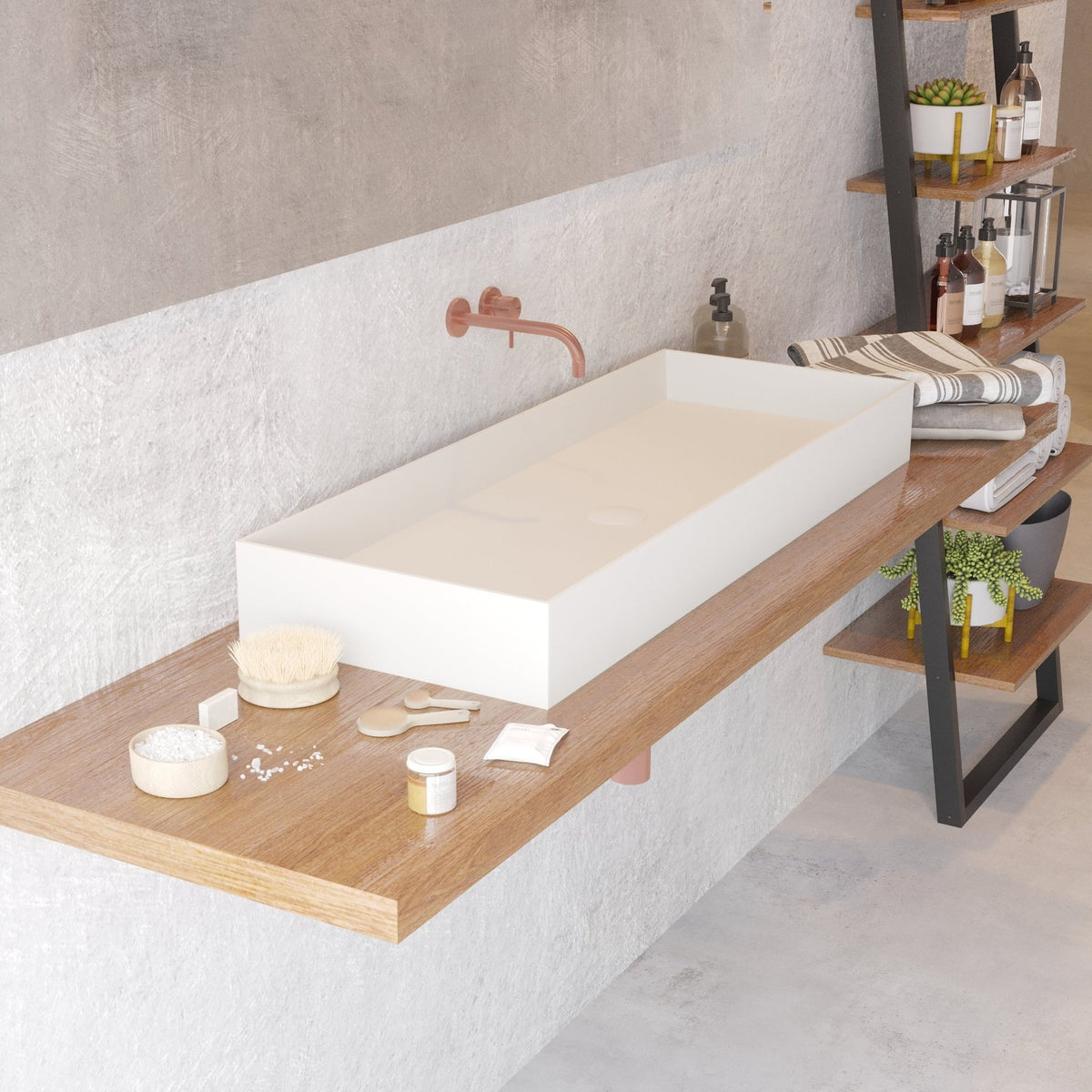 Ideavit SolidJoy 100 Vessel Sink – 39" Matte White – – –