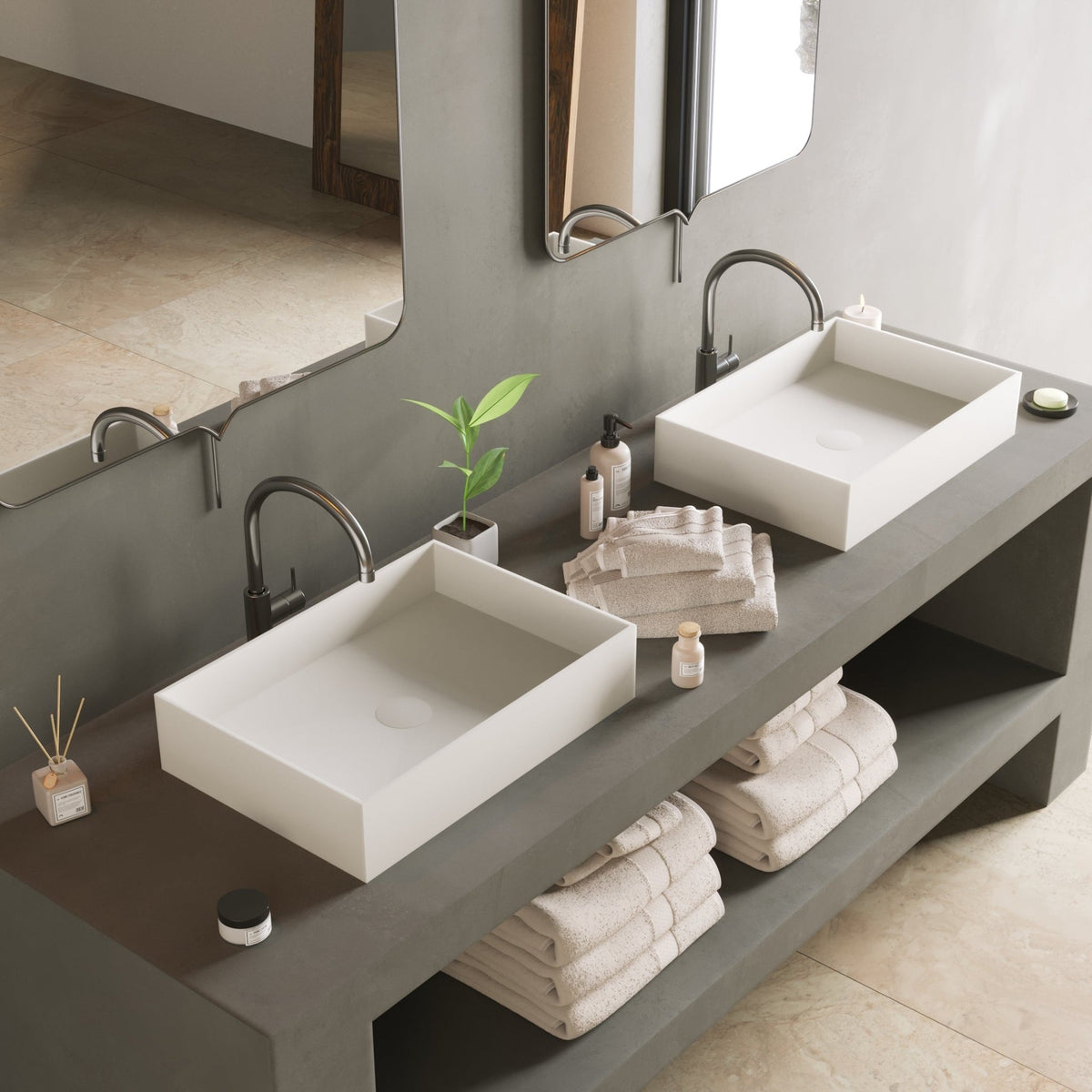 Ideavit SolidJoy 50 Vessel Sink – 20" Matte White – – –