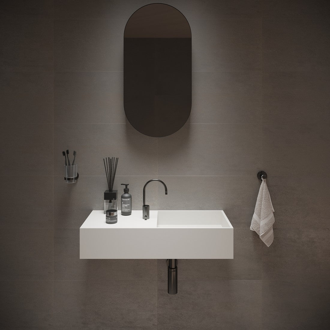 Ideavit SolidPlan 75 Wall - Mounted Sink – 30" Matte White – – –