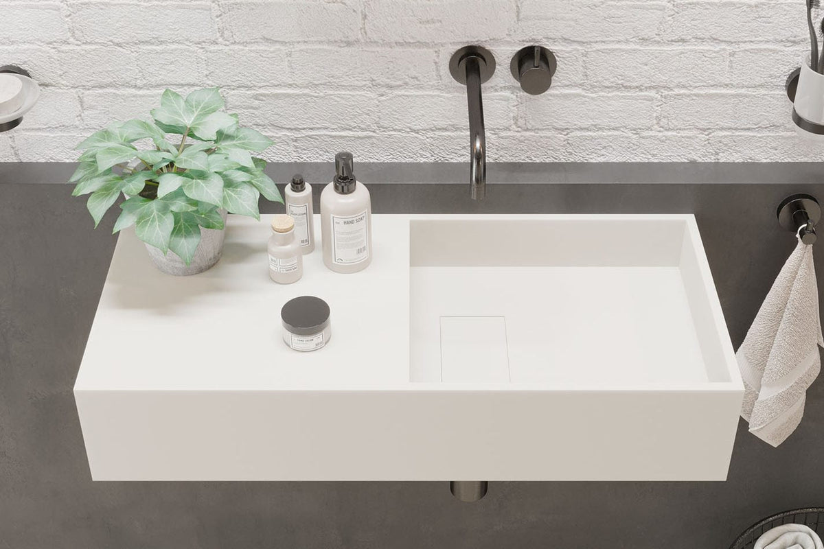 Ideavit SolidPlan 75 Wall - Mounted Sink – 30" Matte White – – –