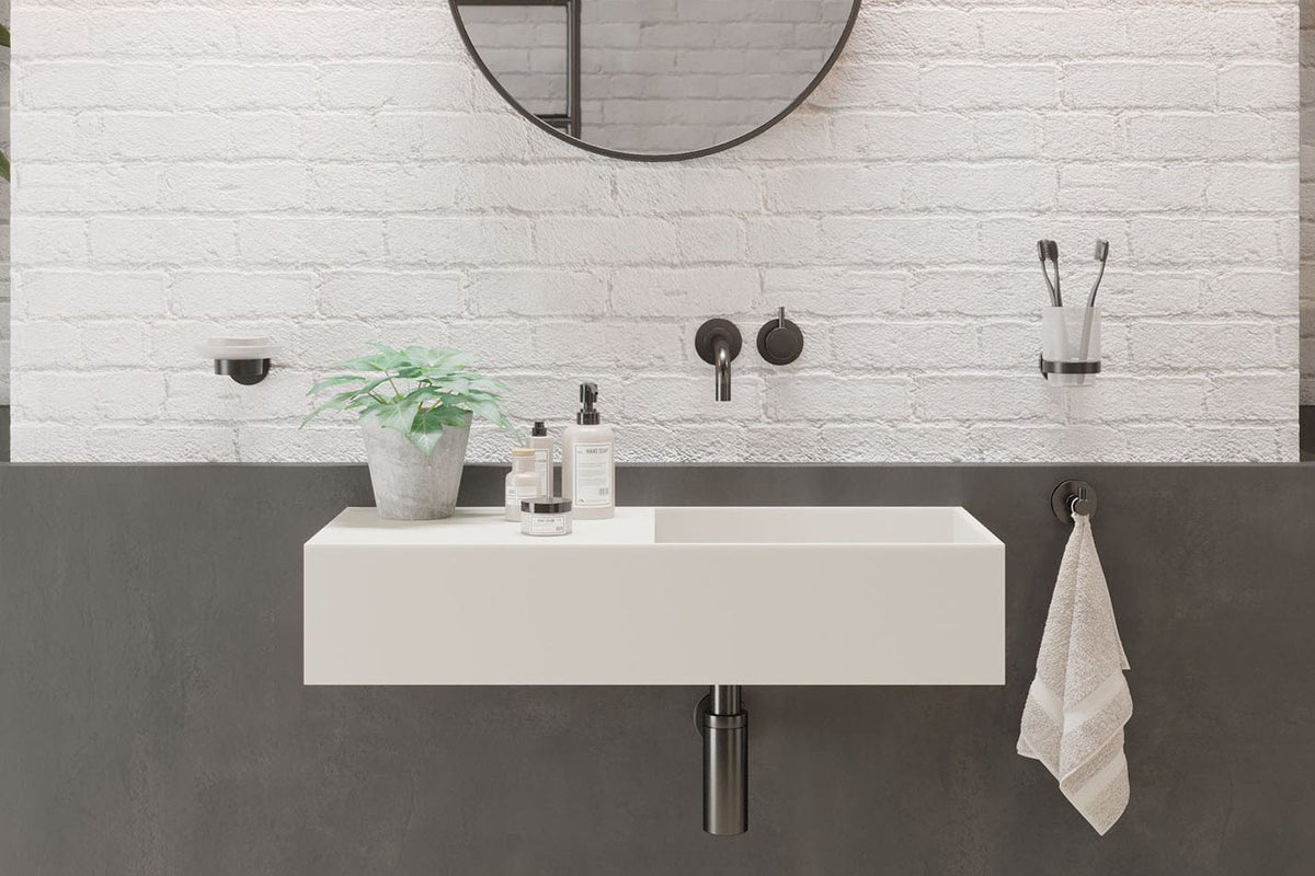 Ideavit SolidPlan 75 Wall - Mounted Sink – 30" Matte White – – –