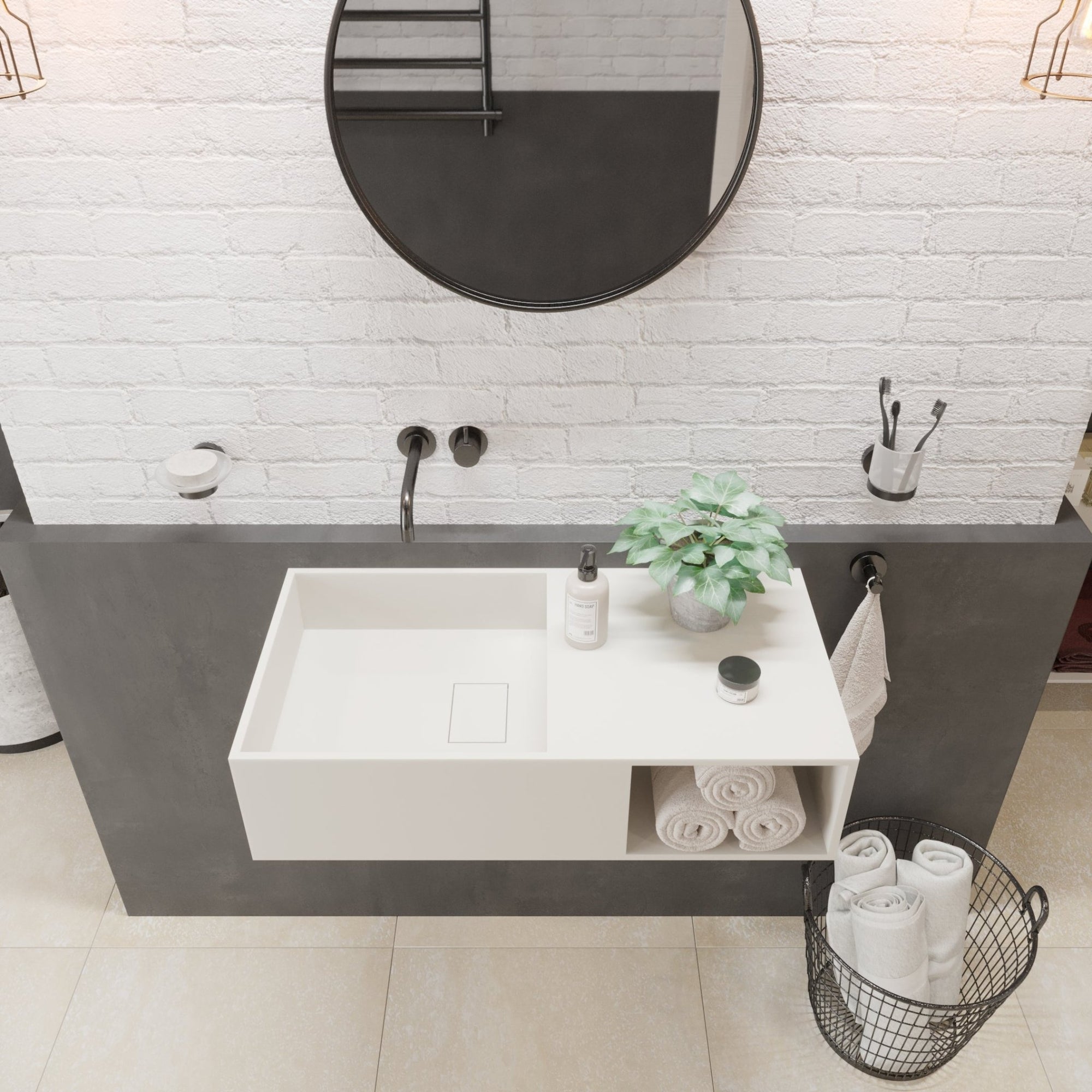 Ideavit SolidPlan 80 Wall - Mounted Sink – 32" Matte White – – –