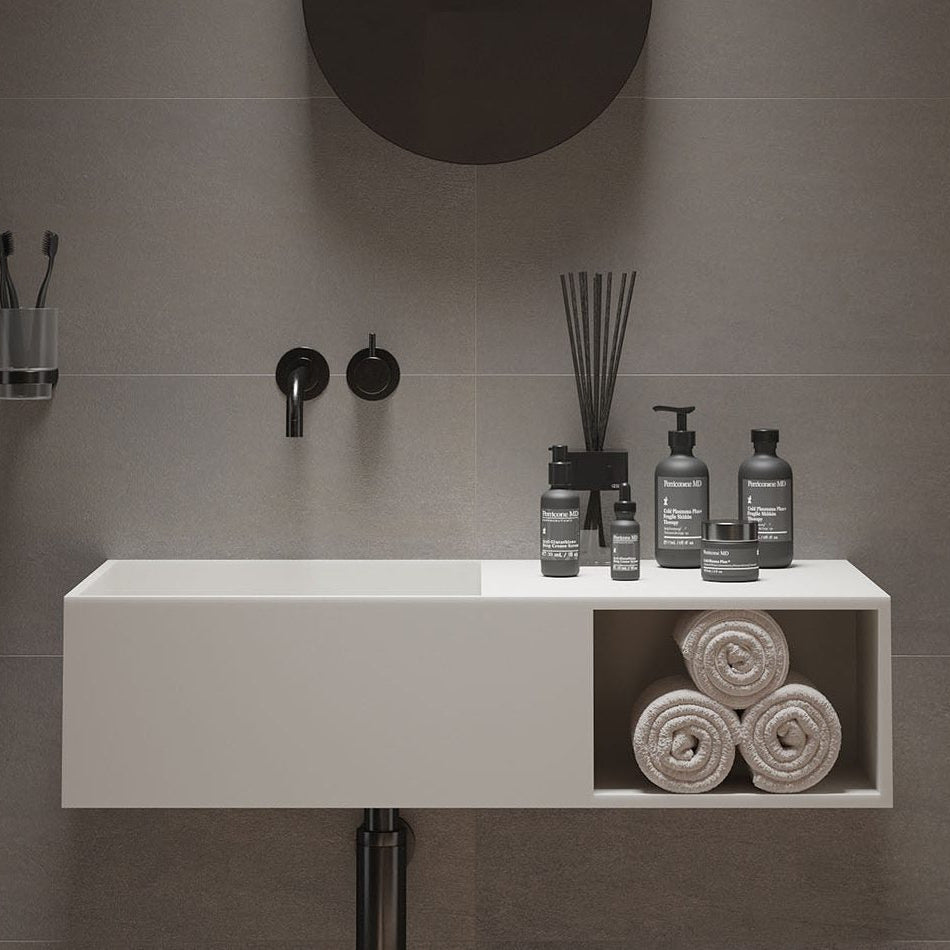 Ideavit SolidPlan 80 Wall - Mounted Sink – 32" Matte White – – –