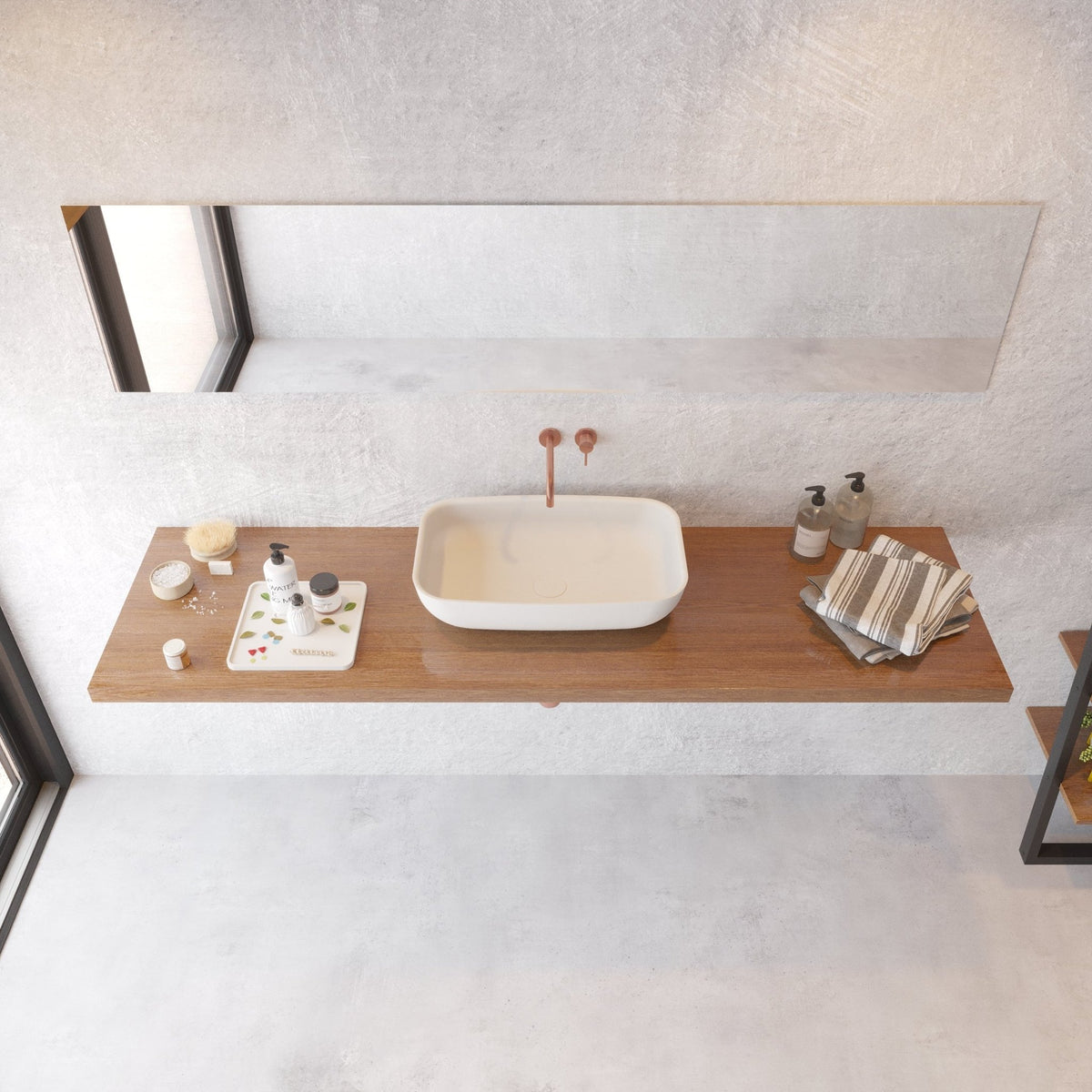 Ideavit SolidPool 55 Vessel Sink – 22" Matte White / Matte Black Exterior – Matte White – –