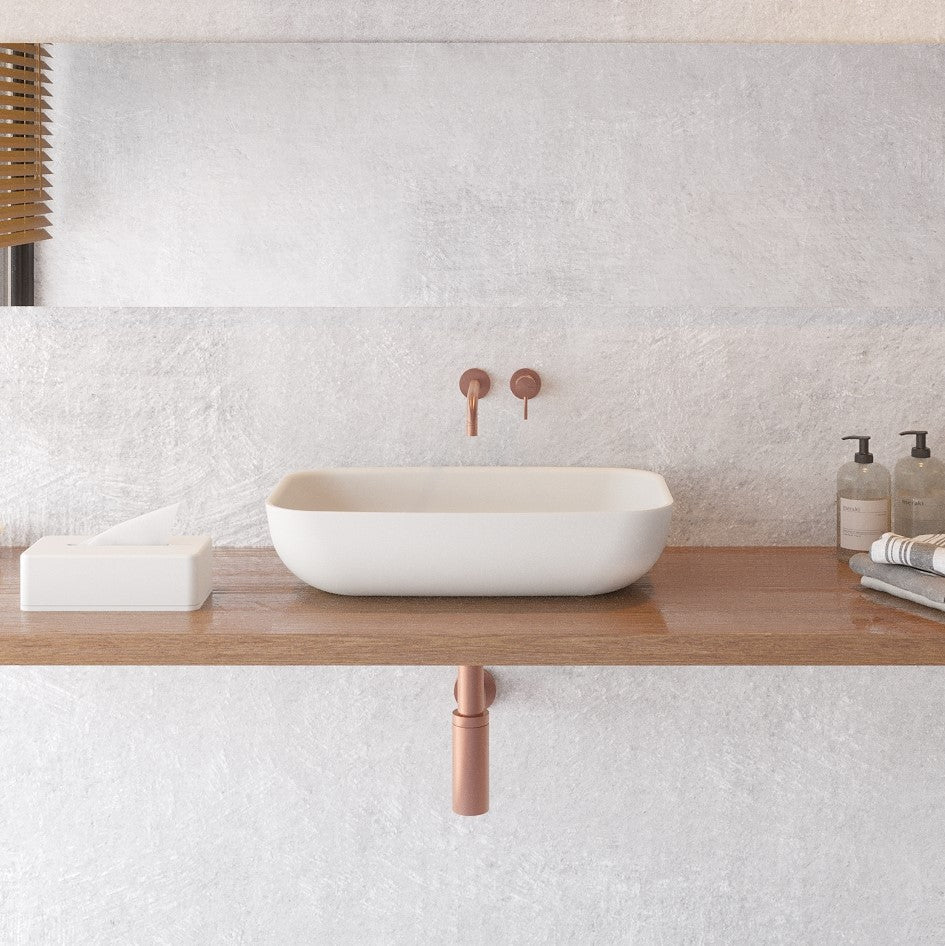 Ideavit SolidPool 55 Vessel Sink – 22" Matte White / Matte Black Exterior – Matte White – –