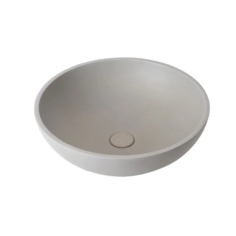 Ideavit SolidRex Concrete Vessel Sink – 17" Beige / Taupe – Taupe Concrete – –