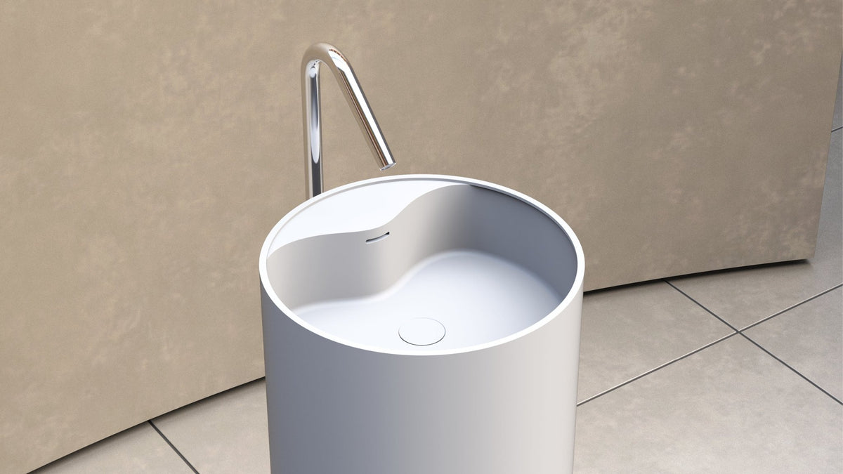 Ideavit SolidRoll Pedestal Sink – 18" Matte White – – –