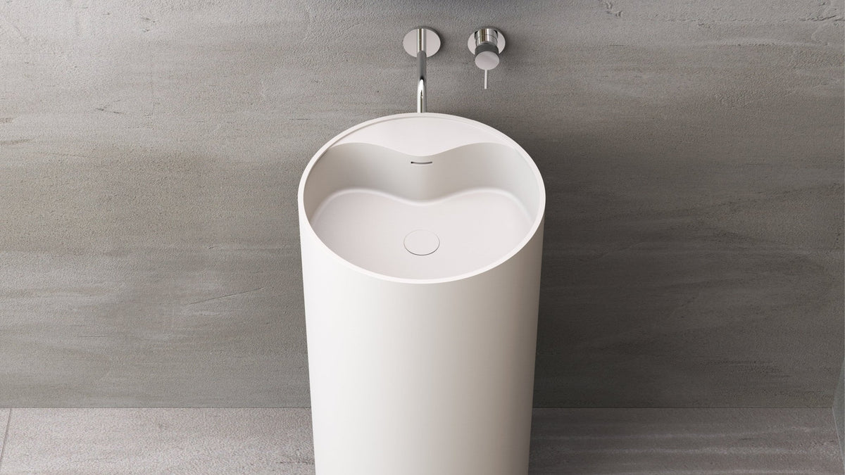 Ideavit SolidRoll Pedestal Sink – 18" Matte White – – –