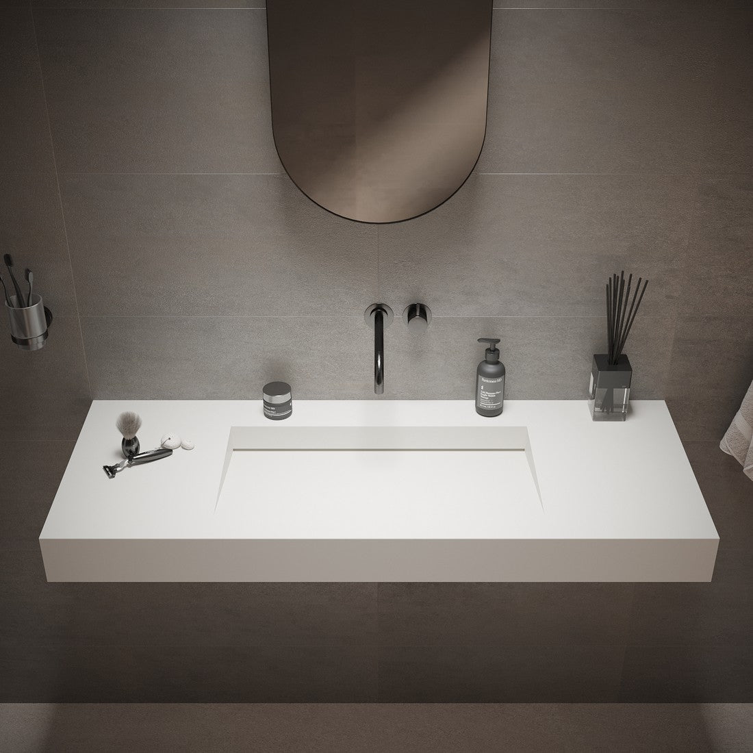 Ideavit SolidSquare 120 Wall - Mounted Sink – 47" Matte White – – –
