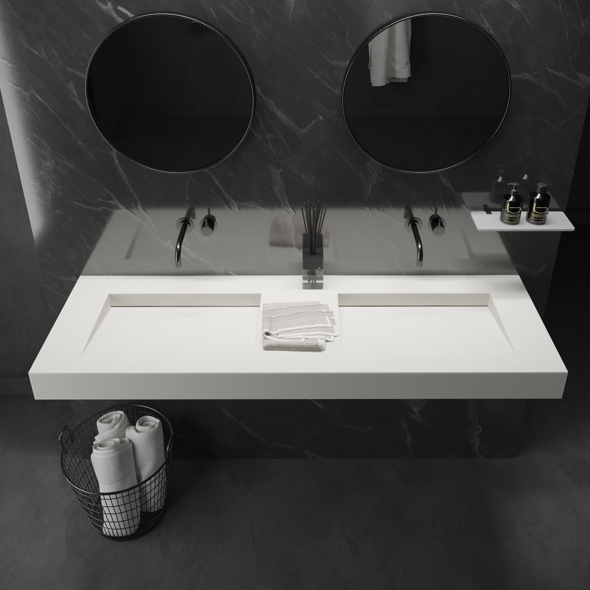 Ideavit SolidSquare 150 Wall - Mounted Sink – 59" Matte White – – –