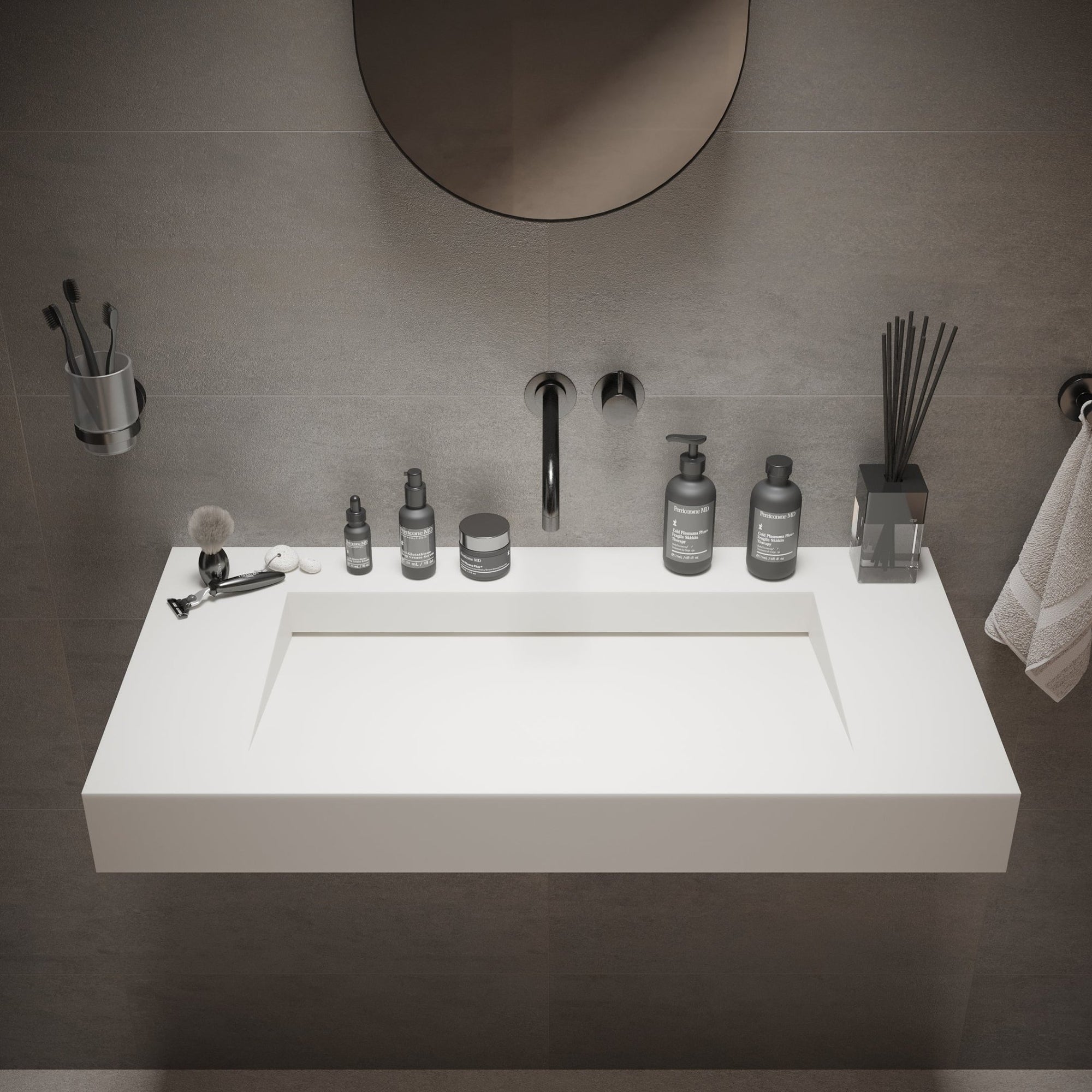 Ideavit SolidSquare 90 Wall - Mounted Sink – 35" Matte White – – –