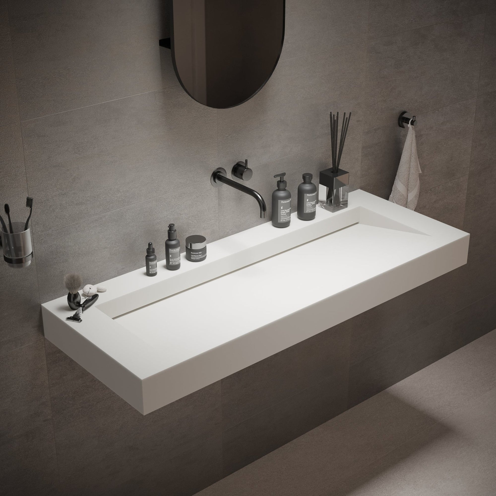 Ideavit SolidSquare B 10 Wall - Mounted Sink – 47" Matte White – – –
