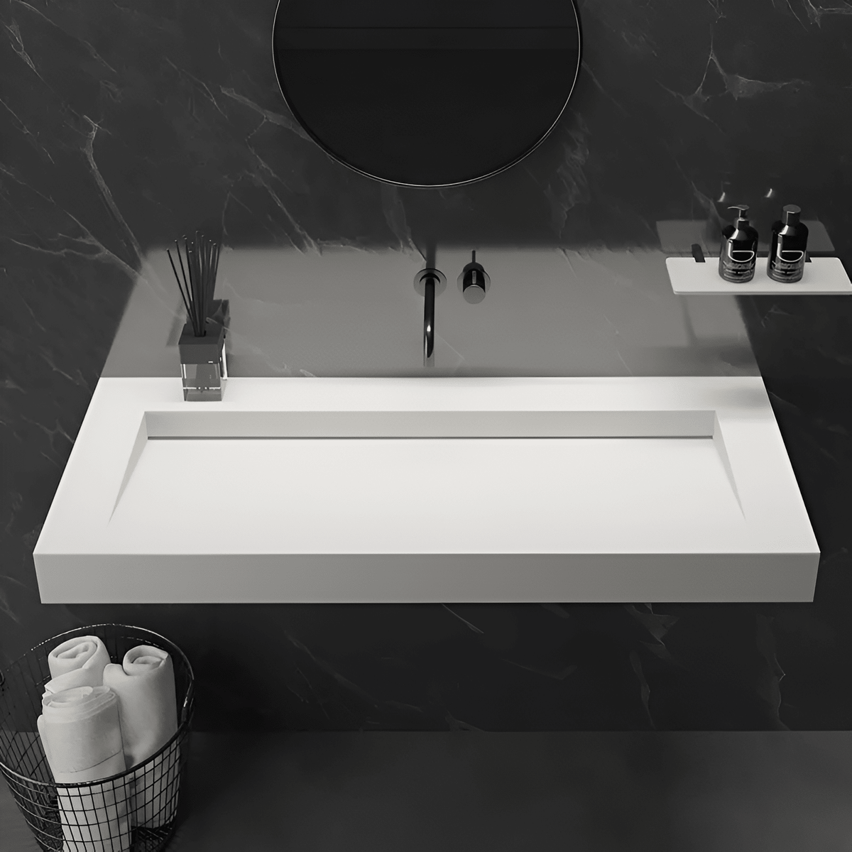 Ideavit SolidSquare B 10 Wall - Mounted Washbasin – 47" Matte White – – –