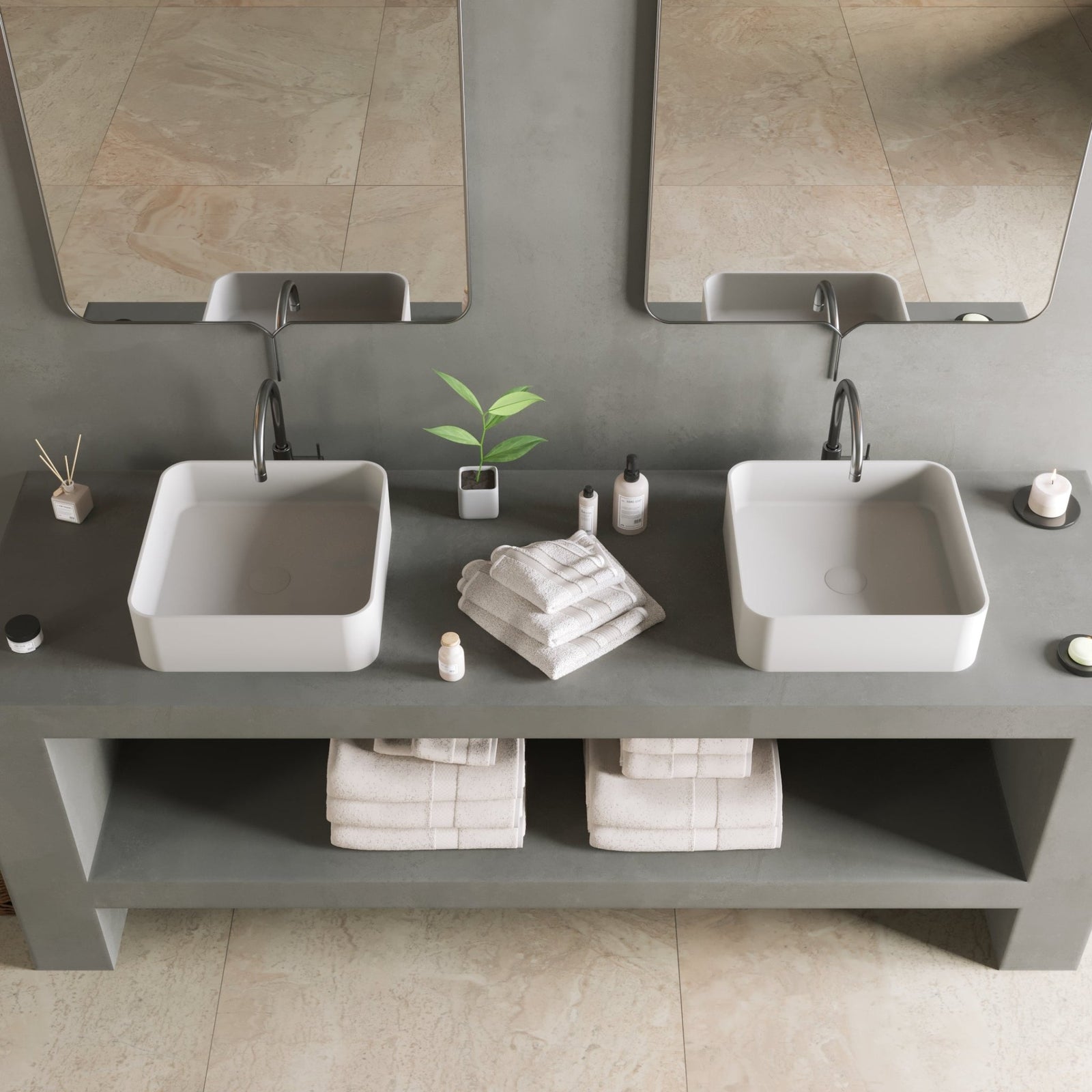 Ideavit SolidThin 40 Vessel Sink – 16" Matte White – – –