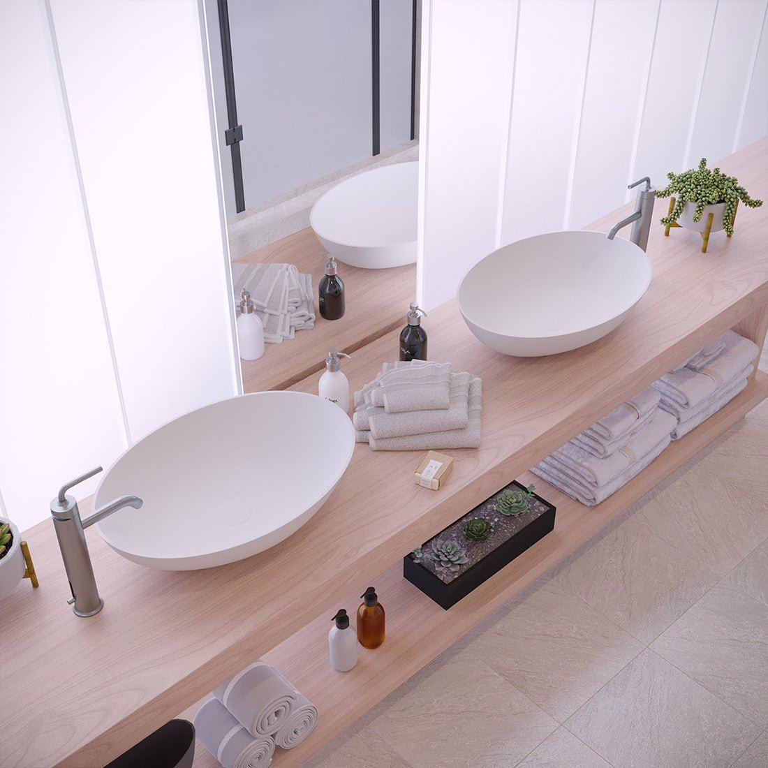 Ideavit SolidThin OV Vessel Sink – 24" Matte White / Grey Finishes – Matte White – –