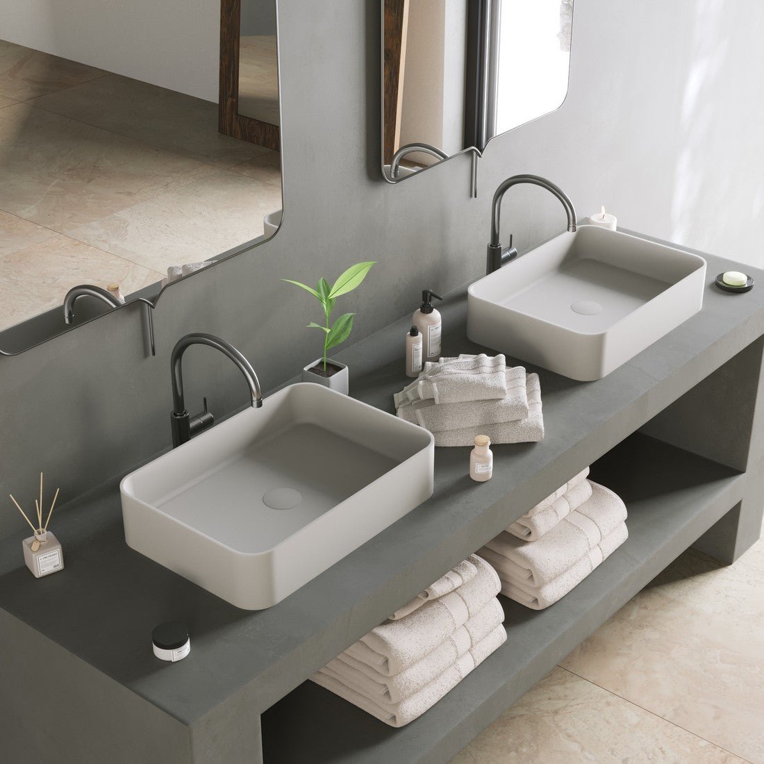 Ideavit SolidThin SQ Vessel Sink – 20" Matte White – – –