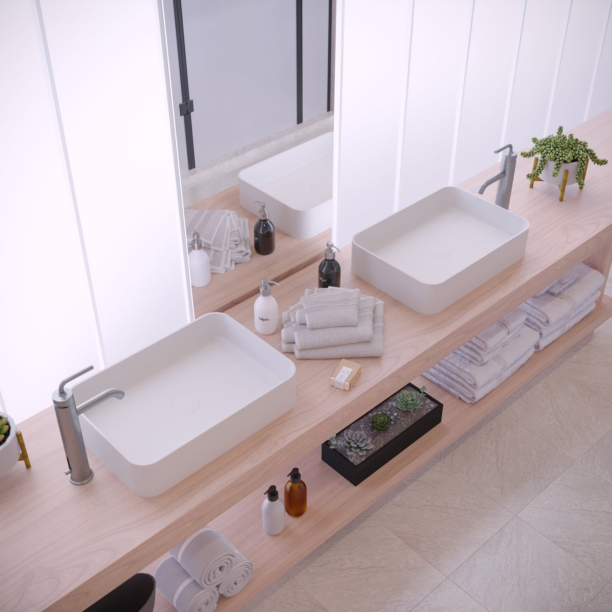 Ideavit SolidThin SQ Vessel Sink – 20" Matte White – – –