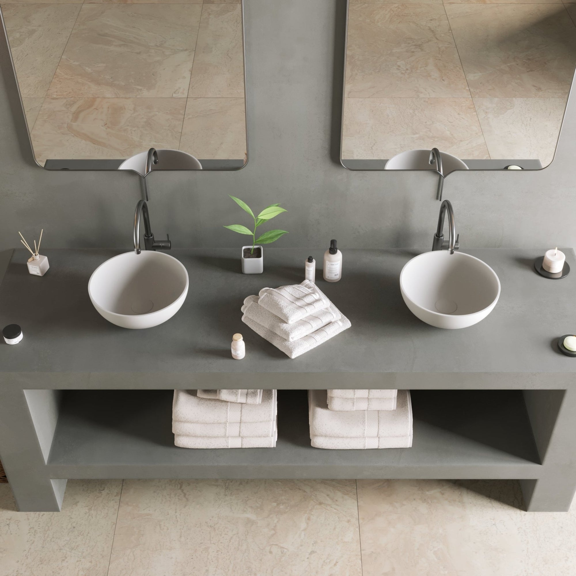 Ideavit SolidThin XS Vessel Sink – 13" Matte White – – –