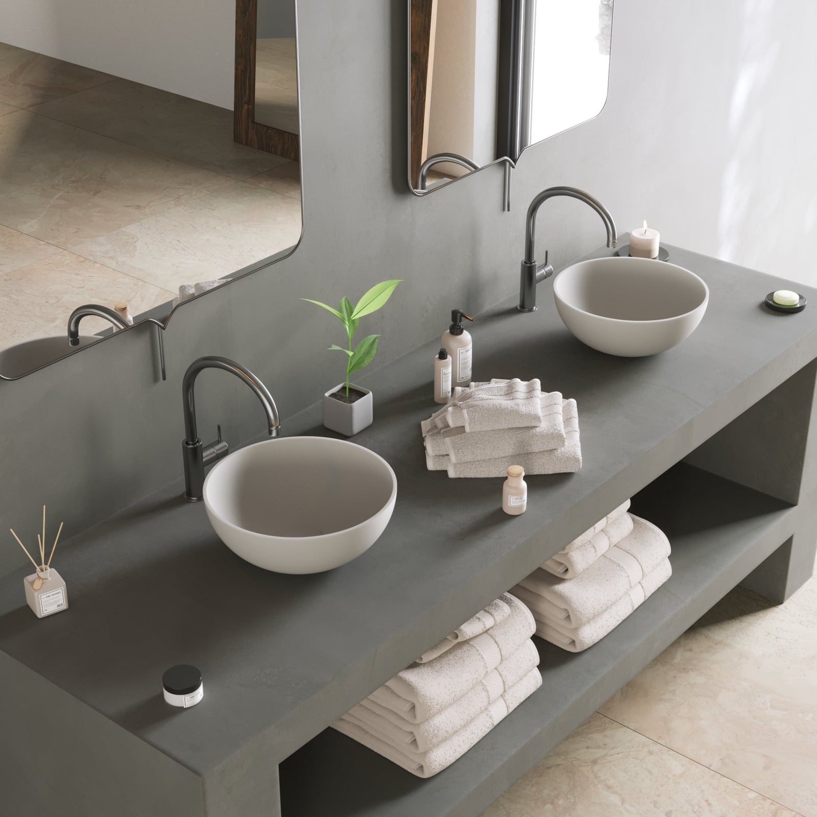 Ideavit SolidThin XS Vessel Sink – 13" Matte White – – –