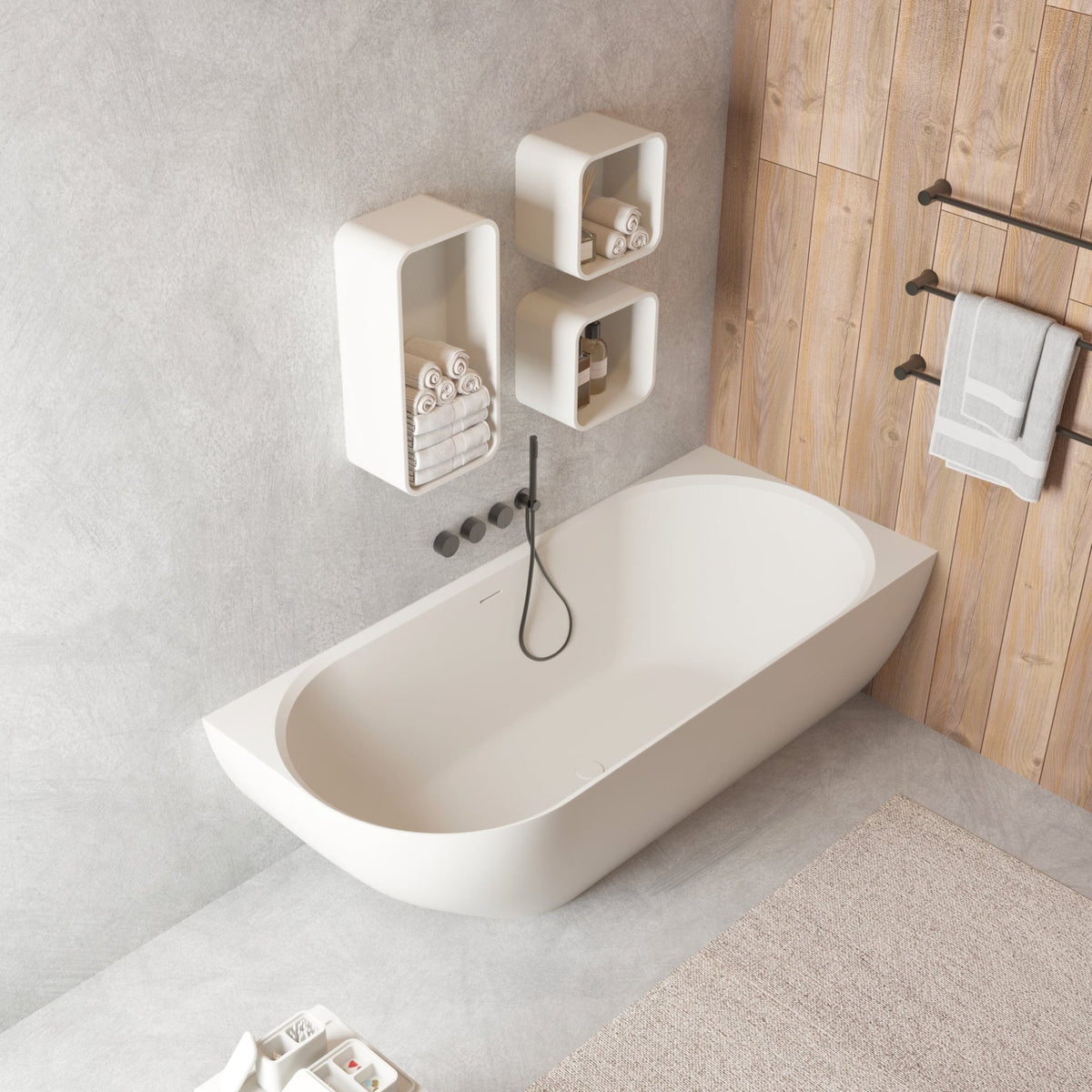 Ideavit SolidTondo 30 Solid Surface Shelf – 12" Matte White – – –