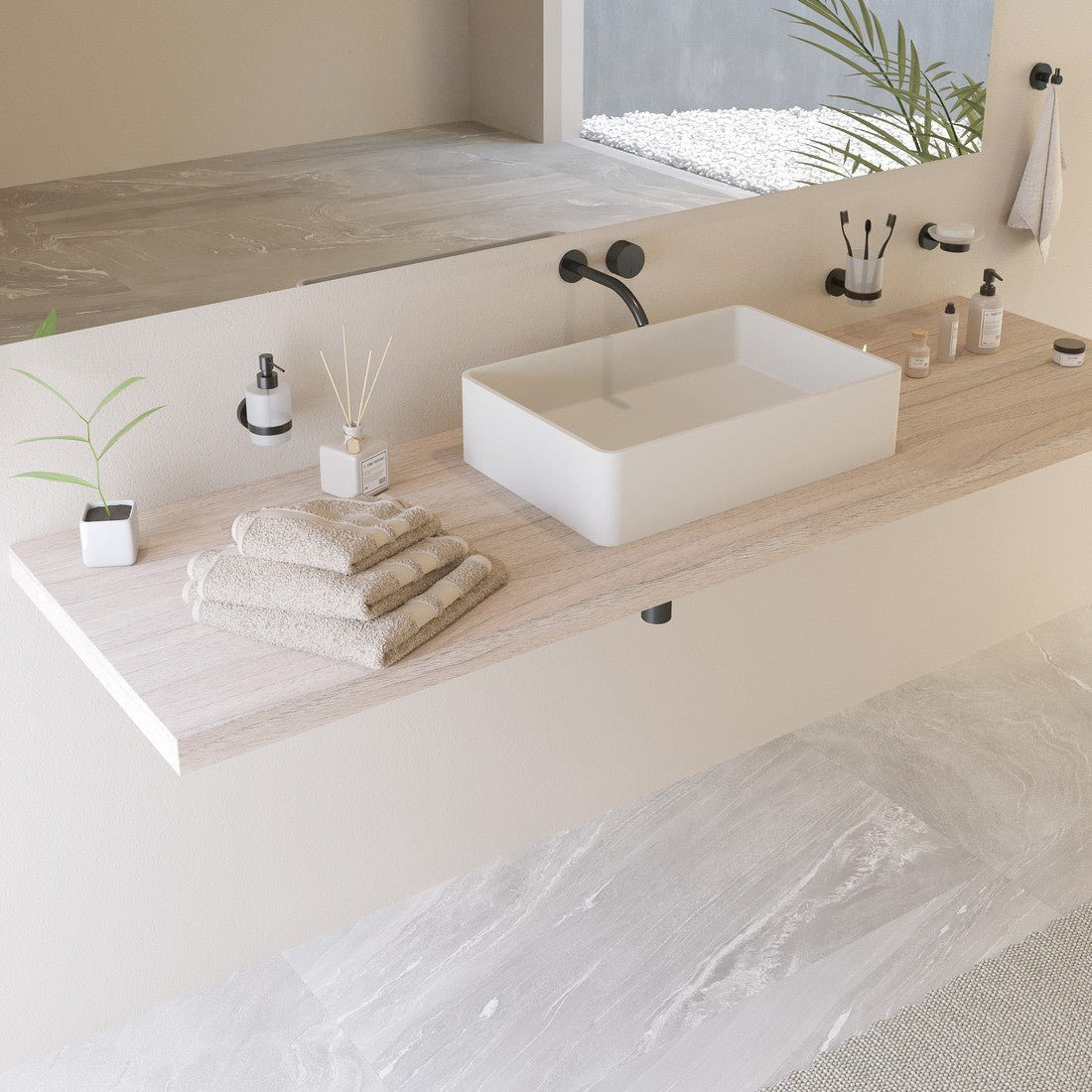 Ideavit SolidTop 60 Vessel Sink – 24" Matte White – – –